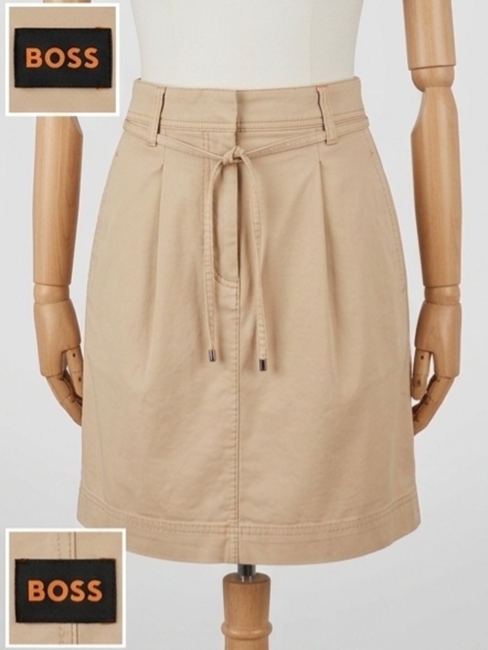 BOSS Beige Drawstring A-Line Skirt